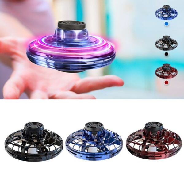 Mini Fingertip Gyro Interactive Decompression Toy Drone LED UFO Type Flying Helicopter Spinner